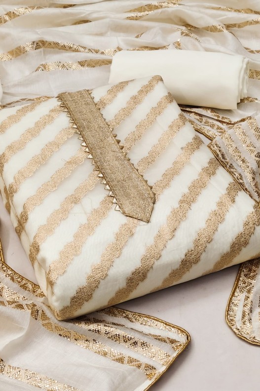 Fancy Chanderi Silk Lining Jacqaurd Salwar Suit For Women